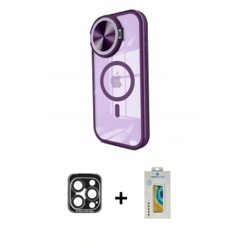 MARSİLYAN™- iPhone 15 Pro Max Kılıf Kıvılcım Modern Koleksiyonu - Siyah Polymer Nano Ekran Koruyucu + PVD Metal Kamera Lens - LT