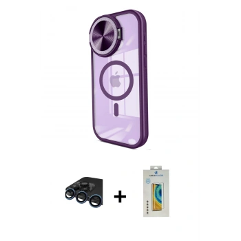 MARSİLYAN™- iPhone 15 Pro Max Kılıf Kıvılcım Modern Koleksiyonu - Siyah Polymer Nano Ekran Koruyucu + Raze Metal Kamera Lens - LT