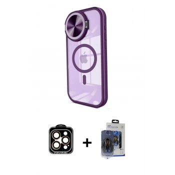 MARSİLYAN™- iPhone 15 Pro Max Kılıf Kıvılcım Modern Koleksiyonu - Siyah Vanessa Magic Cam + PVD Metal Kamera Lens - TU