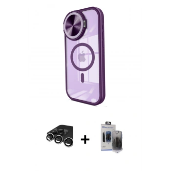 MARSİLYAN™- iPhone 15 Pro Max Kılıf Kıvılcım Modern Koleksiyonu - Siyah Vanessa Magic Hayalet Cam + Raze Metal Kamera Lens - GS