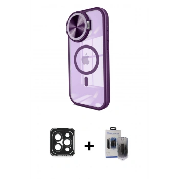 MARSİLYAN™- iPhone 15 Pro Max Kılıf Kıvılcım Modern Koleksiyonu - Siyah Vanessa Magic Hayalet Cam + PVD Metal Kamera Lens - SH