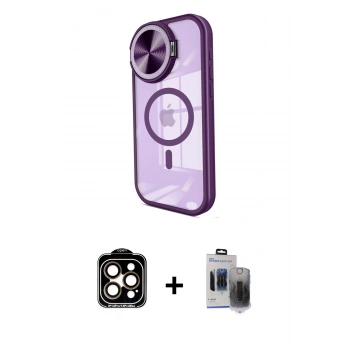 MARSİLYAN™- iPhone 15 Pro Max Kılıf Kıvılcım Modern Koleksiyonu - Siyah Vanessa Magic Hayalet Cam + PVD Metal Kamera Lens - TU
