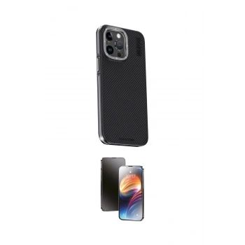 MARSİLYAN™- iPhone 15 Pro Max Kılıf Kıvılcım Modern Özel Seri - Siyah 3D Antistatik Mat Seramik Nano Ekran Koruyucu