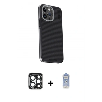 MARSİLYAN™- iPhone 15 Pro Max Kılıf Kıvılcım Modern Özel Seri - Siyah Joko Magic 5D Cam + PVD Metal Kamera Lens - LT