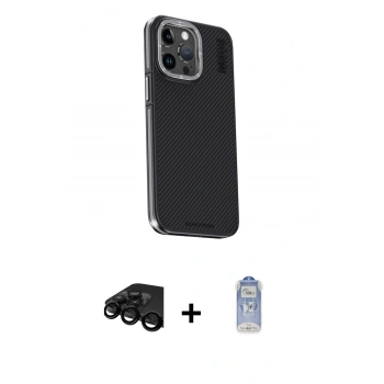 MARSİLYAN™- iPhone 15 Pro Max Kılıf Kıvılcım Modern Özel Seri - Siyah Joko Magic 5D Cam + Raze Metal Kamera Lens - SH