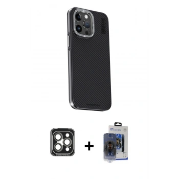 MARSİLYAN™- iPhone 15 Pro Max Kılıf Kıvılcım Modern Özel Seri - Siyah Vanessa Magic Cam + PVD Metal Kamera Lens - GI