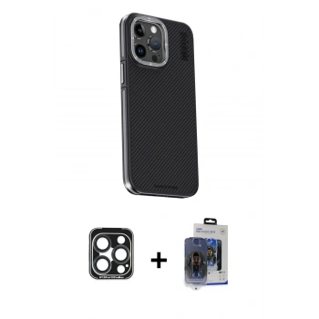 MARSİLYAN™- iPhone 15 Pro Max Kılıf Kıvılcım Modern Özel Seri - Siyah Vanessa Magic Cam + PVD Metal Kamera Lens - LT