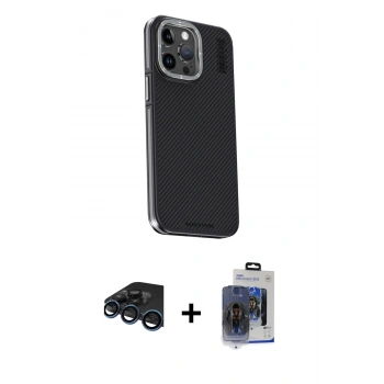MARSİLYAN™- iPhone 15 Pro Max Kılıf Kıvılcım Modern Özel Seri - Siyah Vanessa Magic Cam + Raze Metal Kamera Lens - LT