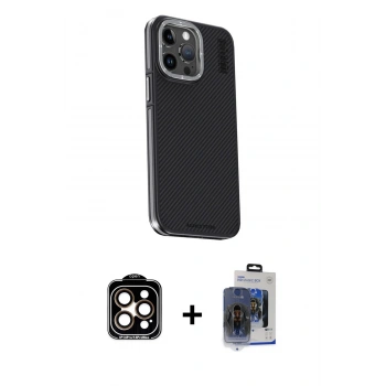 MARSİLYAN™- iPhone 15 Pro Max Kılıf Kıvılcım Modern Özel Seri - Siyah Vanessa Magic Cam + PVD Metal Kamera Lens - TU