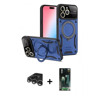 MARSİLYAN™- iPhone 15 Pro Max Kılıf Kıvılcım Modern Serisi - Şeffaf 360 Full Body Arka Koruyucu + Raze Metal Kamera Lens - GS