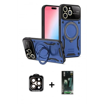 MARSİLYAN™- iPhone 15 Pro Max Kılıf Kıvılcım Modern Serisi - Şeffaf 360 Full Body Arka Koruyucu + PVD Metal Kamera Lens - TU