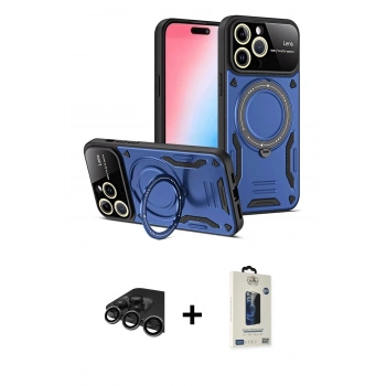 MARSİLYAN™- iPhone 15 Pro Max Kılıf Kıvılcım Modern Serisi - Siyah Bilvis Hayalet Cam Ekran Koruyucu + Raze Metal Kamera Lens - TMGI