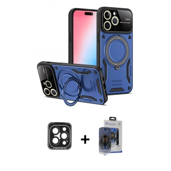 MARSİLYAN™- iPhone 15 Pro Max Kılıf Kıvılcım Modern Serisi - Siyah Vanessa Magic Cam + PVD Metal Kamera Lens - SH