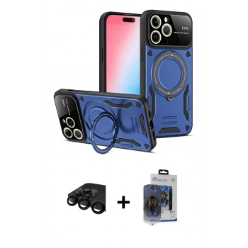 MARSİLYAN™- iPhone 15 Pro Max Kılıf Kıvılcım Modern Serisi - Siyah Vanessa Magic Cam + Raze Metal Kamera Lens - SH