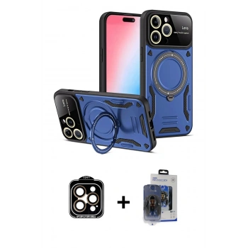 MARSİLYAN™- iPhone 15 Pro Max Kılıf Kıvılcım Modern Serisi - Siyah Vanessa Magic Cam + PVD Metal Kamera Lens - TU