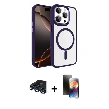 MARSİLYAN™- iPhone 15 Pro Max Kılıf Kıvılcım Prime - Siyah 3D Antistatik Mat Seramik Nano Ekran Koruyucu + Raze Metal Kamera Lens - LT