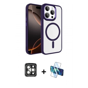 MARSİLYAN™- iPhone 15 Pro Max Kılıf Kıvılcım Prime - Siyah 3D Antistatik Seramik Nano Ekran Koruyucu + PVD Metal Kamera Lens - GI