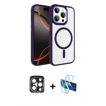 MARSİLYAN™- iPhone 15 Pro Max Kılıf Kıvılcım Prime - Siyah 3D Antistatik Seramik Nano Ekran Koruyucu + PVD Metal Kamera Lens - LT