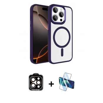 MARSİLYAN™- iPhone 15 Pro Max Kılıf Kıvılcım Prime - Siyah 3D Antistatik Seramik Nano Ekran Koruyucu + PVD Metal Kamera Lens - TU