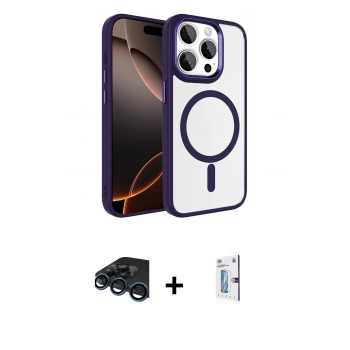 MARSİLYAN™- iPhone 15 Pro Max Kılıf Kıvılcım Prime - Siyah Bilvis 0.18mm Plus Cam Ekran Koruyucu + Raze Metal Kamera Lens - LT