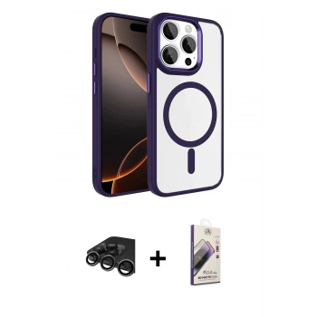 MARSİLYAN™- iPhone 15 Pro Max Kılıf Kıvılcım Prime - Siyah Bilvis 3D Mat Cam Ekran Koruyucu + Raze Metal Kamera Lens - TMGI
