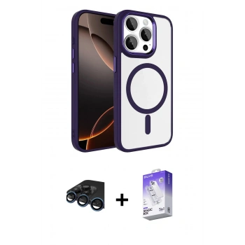 MARSİLYAN™- iPhone 15 Pro Max Kılıf Kıvılcım Prime - Siyah Bilvis 5in1 3D Magic Cam Ekran Koruyucu + Raze Metal Kamera Lens - LT