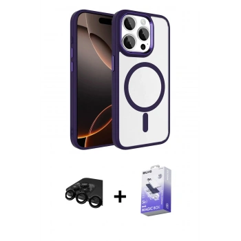 MARSİLYAN™- iPhone 15 Pro Max Kılıf Kıvılcım Prime - Siyah Bilvis 5in1 5D Magic Hayalet Cam Ekran Koruyucu + Raze Metal Kamera Lens - SH