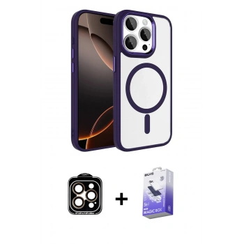 MARSİLYAN™- iPhone 15 Pro Max Kılıf Kıvılcım Prime - Siyah Bilvis 5in1 5D Magic Hayalet Cam Ekran Koruyucu + PVD Metal Kamera Lens - TU