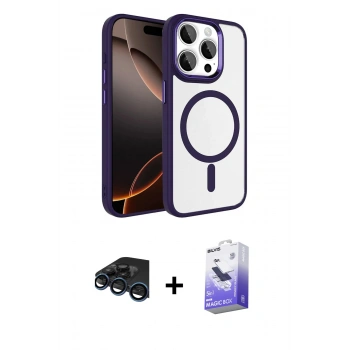 MARSİLYAN™- iPhone 15 Pro Max Kılıf Kıvılcım Prime - Siyah Bilvis 5in1 5D Magic Hayalet Cam Ekran Koruyucu + Raze Metal Kamera Lens - LT