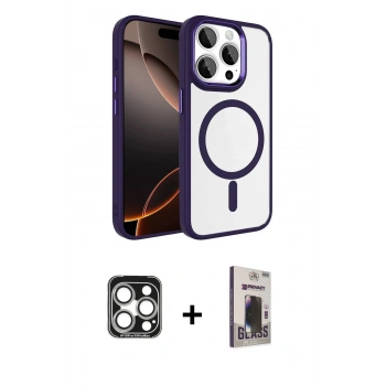 MARSİLYAN™- iPhone 15 Pro Max Kılıf Kıvılcım Prime - Siyah Bilvis Hayalet Cam Ekran Koruyucu + PVD Metal Kamera Lens - GS