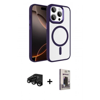 MARSİLYAN™- iPhone 15 Pro Max Kılıf Kıvılcım Prime - Siyah Bilvis Hayalet Cam Ekran Koruyucu + Raze Metal Kamera Lens - SH