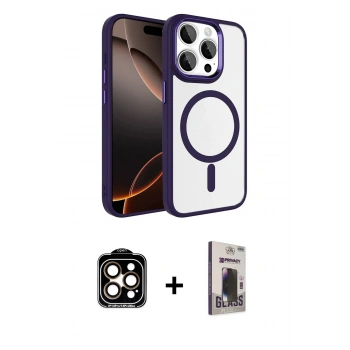 MARSİLYAN™- iPhone 15 Pro Max Kılıf Kıvılcım Prime - Siyah Bilvis Hayalet Cam Ekran Koruyucu + PVD Metal Kamera Lens - TU