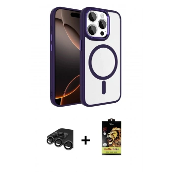 MARSİLYAN™- iPhone 15 Pro Max Kılıf Kıvılcım Prime - Siyah Buffer Cam Ekran Koruyucu + Raze Metal Kamera Lens - TMGI
