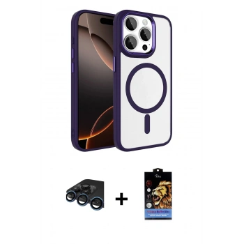 MARSİLYAN™- iPhone 15 Pro Max Kılıf Kıvılcım Prime - Siyah Buffer Hayalet Cam Ekran Koruyucu + Raze Metal Kamera Lens - LT