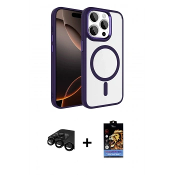 MARSİLYAN™- iPhone 15 Pro Max Kılıf Kıvılcım Prime - Siyah Buffer Hayalet Cam Ekran Koruyucu + Raze Metal Kamera Lens - SH