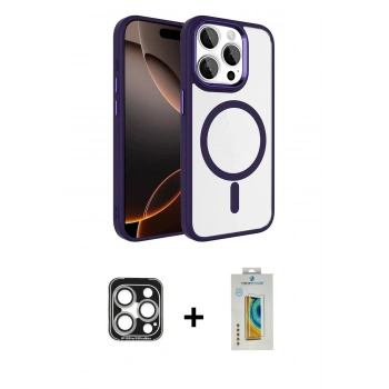 MARSİLYAN™- iPhone 15 Pro Max Kılıf Kıvılcım Prime - Siyah Polymer Nano Ekran Koruyucu + PVD Metal Kamera Lens - GS