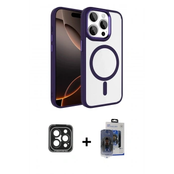 MARSİLYAN™- iPhone 15 Pro Max Kılıf Kıvılcım Prime - Siyah Vanessa Magic Cam + PVD Metal Kamera Lens - SH