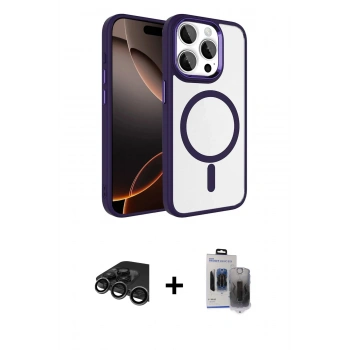 MARSİLYAN™- iPhone 15 Pro Max Kılıf Kıvılcım Prime - Siyah Vanessa Magic Hayalet Cam + Raze Metal Kamera Lens - TMGI