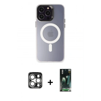 MARSİLYAN™- iPhone 15 Pro Max Kılıf Kozmos Çizgi Prime - Siyah 360 Mat Full Body Arka Koruyucu + PVD Metal Kamera Lens - GS