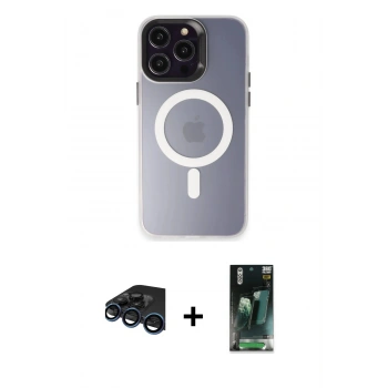 MARSİLYAN™- iPhone 15 Pro Max Kılıf Kozmos Çizgi Prime - Siyah 360 Mat Full Body Arka Koruyucu + Raze Metal Kamera Lens - LT