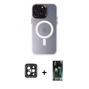 MARSİLYAN™- iPhone 15 Pro Max Kılıf Kozmos Çizgi Prime - Siyah 360 Mat Full Body Arka Koruyucu + PVD Metal Kamera Lens - SH