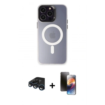 MARSİLYAN™- iPhone 15 Pro Max Kılıf Kozmos Çizgi Prime - Siyah 3D Antistatik Mat Seramik Nano Ekran Koruyucu + Raze Metal Kamera Lens - LT