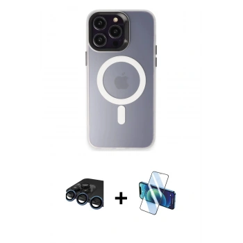 MARSİLYAN™- iPhone 15 Pro Max Kılıf Kozmos Çizgi Prime - Siyah 3D Antistatik Seramik Nano Ekran Koruyucu + Raze Metal Kamera Lens - LT