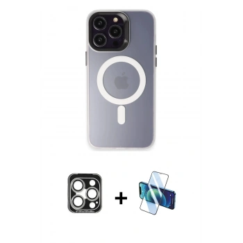 MARSİLYAN™- iPhone 15 Pro Max Kılıf Kozmos Çizgi Prime - Siyah 3D Antistatik Seramik Nano Ekran Koruyucu + PVD Metal Kamera Lens - GS