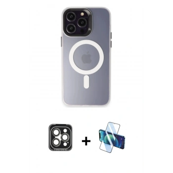 MARSİLYAN™- iPhone 15 Pro Max Kılıf Kozmos Çizgi Prime - Siyah 3D Antistatik Seramik Nano Ekran Koruyucu + PVD Metal Kamera Lens - GI