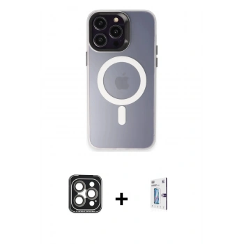 MARSİLYAN™- iPhone 15 Pro Max Kılıf Kozmos Çizgi Prime - Siyah Bilvis 0.18mm Plus Cam Ekran Koruyucu + PVD Metal Kamera Lens - GI
