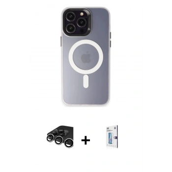 MARSİLYAN™- iPhone 15 Pro Max Kılıf Kozmos Çizgi Prime - Siyah Bilvis 0.18mm Plus Cam Ekran Koruyucu + Raze Metal Kamera Lens - GS
