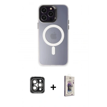 MARSİLYAN™- iPhone 15 Pro Max Kılıf Kozmos Çizgi Prime - Siyah Bilvis 3D Cam Ekran Koruyucu + PVD Metal Kamera Lens - GI