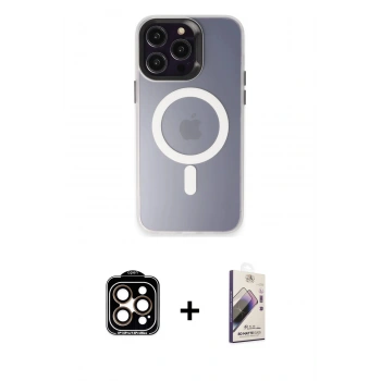 MARSİLYAN™- iPhone 15 Pro Max Kılıf Kozmos Çizgi Prime - Siyah Bilvis 3D Mat Cam Ekran Koruyucu + PVD Metal Kamera Lens - TU