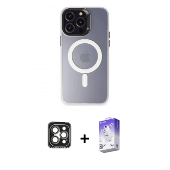 MARSİLYAN™- iPhone 15 Pro Max Kılıf Kozmos Çizgi Prime - Siyah Bilvis 5in1 3D Magic Cam Ekran Koruyucu + PVD Metal Kamera Lens - GI
